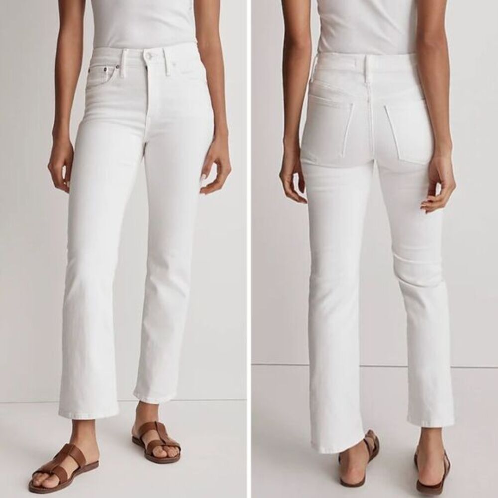 NEW Madewell Kick Out Crop Jeans in pure white, 24‎
